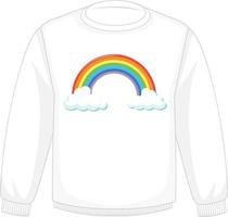 un suéter blanco con un patrón de arco iris sobre fondo blanco vector