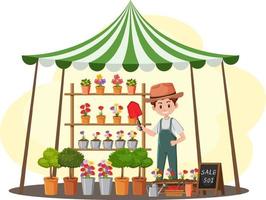 Flea market concept with garden shop vector