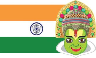 un ícono de bandera india con elemento hindú vector