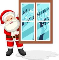 santa sosteniendo la ventana vector