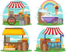 Flea market concept with set of different stores vector