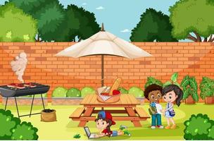 Scene with children in the park vector