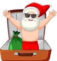 Christmas theme with Santa in a luggage on white background vector