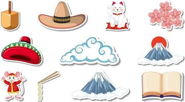 Set of different traditional objects vector