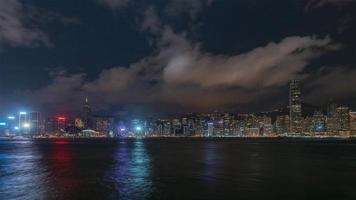 Secuencia de lapso de tiempo de 4k de hong kong, china - horizonte en el plano nocturno video