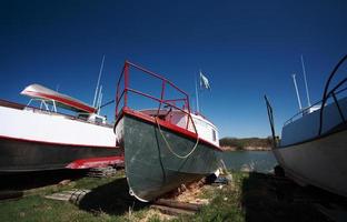 beached fishing boats near Riverton Manitoba photo