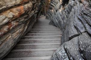 rock stairs at Athabasca Falls in Jasper National Park photo