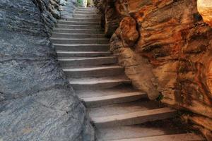 rock stairs at Athabasca Falls in Jasper National Park photo