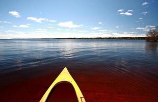 Kayak at waters edge on Lake Winnipeg photo