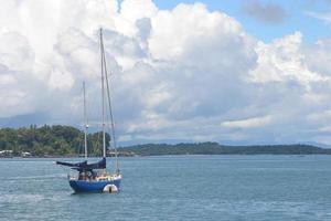 A little fancy blue yacht photo