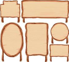 conjunto de banner de letrero de madera vector