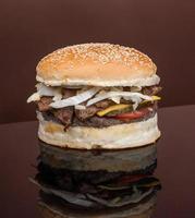 cheeseburger on a dark background photo