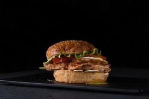 fast food on a black background photo