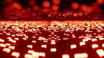 Futuristic background animation of red glowing cubes 3D-render concept