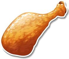 Fried chicken drumstick in cartoon style vector