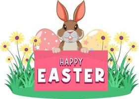 Happy Easter design with bunny and egg vector