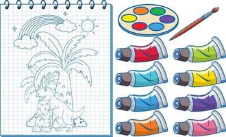 A notebook with a doodle sketch design and watercolour vector