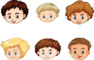 A Set of kid's head emotion on white background vector