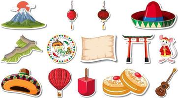 Set of different traditional objects vector