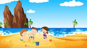 Scene with people on the beach vector