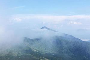 Mountains in Europe. Ukraine. Carpathians. Mountain trekking. Traveling in the mountains. Mountain views and landscapes, plants in the mountains, tourist routes. photo