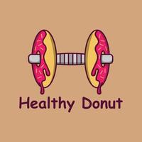 The healthy donut logo, which is formed from a combination of a barbell and a donut as a load, can be used for various food and health businesses. vector
