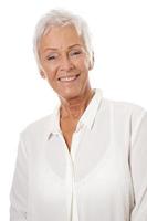 confident mature woman with white hair photo