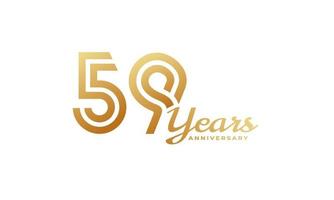 59 Year Anniversary Celebration with Handwriting Golden Color for Celebration Event, Wedding, Greeting card, and Invitation Isolated on White Background vector