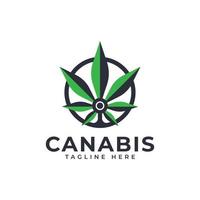 Cannabis Marijuana logo. Vintage Style Icon Vector Illustration