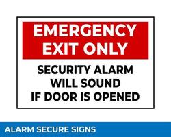 aviso salida de emergencia solo sonará la alarma cuando se abra la puerta firmar en vector, fácil de usar y plantillas de diseño de impresión