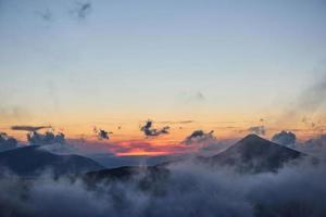 Beautiful sunset in the Carpathian Mountains Ukraine photo