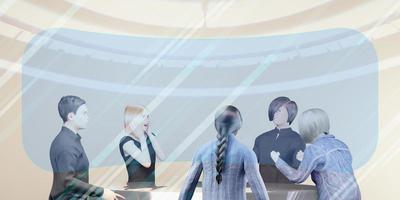 VR Camera Classes and Meetings in Metaverse Avatars of people in the Metaverse world in 3D illustrations photo