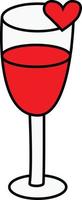 A glass of red wine. Symbol of passion. Vector illustration.