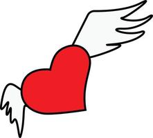 Flying heart with wings. Symbol of love. Vector illustration