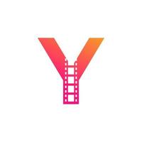 Initial Letter Y with Reel Stripes Filmstrip for Film Movie Cinema Production Studio Logo Inspiration vector