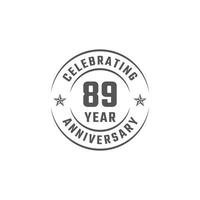 89 Year Anniversary Celebration Emblem Badge with Gray Color for Celebration Event, Wedding, Greeting card, and Invitation Isolated on White Background vector