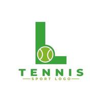 letra l con diseño de logo de tenis. elementos de plantilla de diseño vectorial para equipo deportivo o identidad corporativa. vector