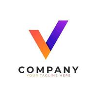 creativo logotipo inicial de la letra v moderno y elegante. estilo de flecha de forma geométrica púrpura y naranja. utilizable para logotipos comerciales y de marca. elemento de plantilla de ideas de diseño de logotipo de vector plano. eps10 vector