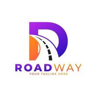 Initial D Road Way Logo Design Icon Vector Graphic. Concept of Destination, Address, Position and Travel