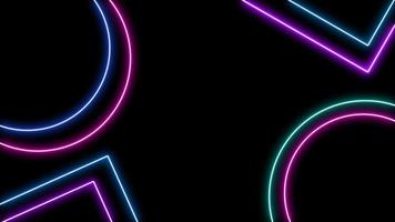 Destello de lente brillante de neón de ciencia ficción retro abstracto coloreado sobre fondo negro. diseño colorido de la demostración del laser para las tecnologías de la publicidad de los banners. estilo retro de los 80