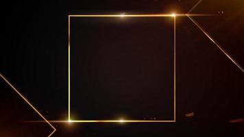Gold metal glitter and shiny frame on black background photo