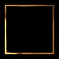 Gold metal glitter and shiny frame isolated on black background photo