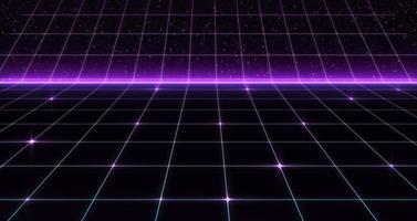 Retro style 80s Sci-Fi Background Futuristic with laser grid landscape. Digital cyber surface style of the 1980s. photo