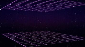 Retro style 80s Sci-Fi Background Futuristic with laser grid landscape. Digital cyber surface style of the 1980s. photo