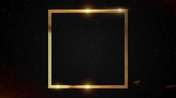 Gold metal glitter and shiny frame on black background photo