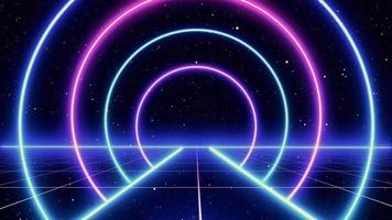 Retro style 80s Sci-Fi Background Futuristic with laser grid landscape. Digital cyber surface style of the 1980s. photo