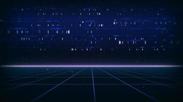 Fondo de ciencia ficción de estilo retro de los años 80 futurista con paisaje de rejilla láser. estilo de superficie cibernética digital de la década de 1980.