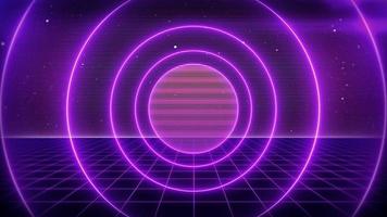 Retro style 80s Sci-Fi Background Futuristic with laser grid landscape. Digital cyber surface style of the 1980s. photo