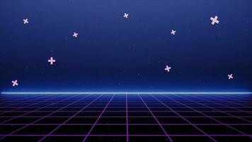 Retro style 80s Sci-Fi Background Futuristic with laser grid landscape. photo