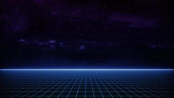 Retro style 80s Sci-Fi Background Futuristic with laser grid landscape. photo